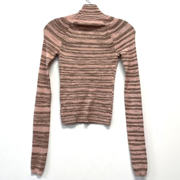 Wild Fable XL Pink & Brown Striped Cut Out Long Sleeve Turtleneck Sweater - Picture 5 of 5